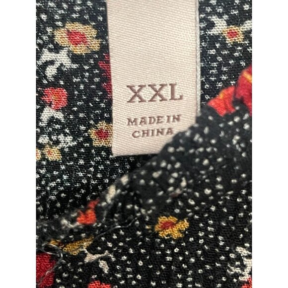 Knox Rose Black Floral Tiered Tunic Top Size XXL Keyhole Accent in back - Picture 6 of 8